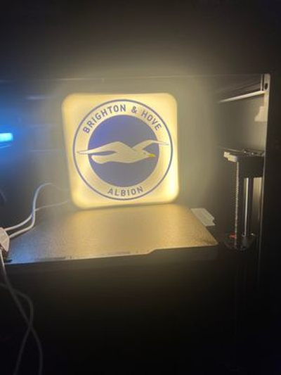 brighton hove albion football club lightbox by love prints team premier league light lighbox logo badge seagulls 3d print model - Mito3D