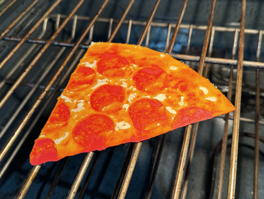 pepperoni pizza print prank by chris pirillo food joke flat hueforge midjourney ai fun funny eat pretend 3d print model - Mito3D