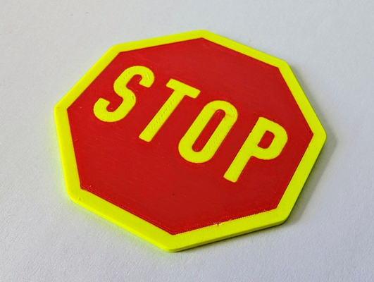 stop sign 60 mm by jakobf stopp stopsign stoppschild stopschild multimaterial twocolor traffic miniature 3d print model - Mito3D