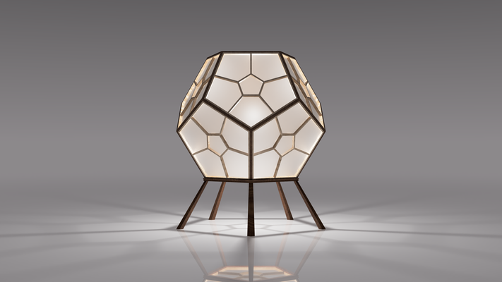 dodecahedron lamba by jal şah led abajur ışığı masa lambası kumiko d12 d12dice sarkıt ışık 3d print model - Mito3D