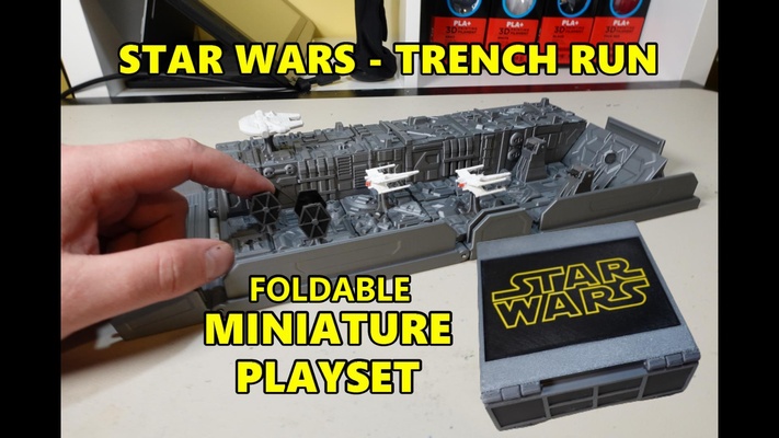 star wars - trench run foldable miniature playset mmu by neil3dprints starwars xwing falcon millenium starwarsxwing tiefighter imperialtiefighter milleniumfalcon starwarsminiature miniatureplayset trenchrun 3d print model - Mito3D