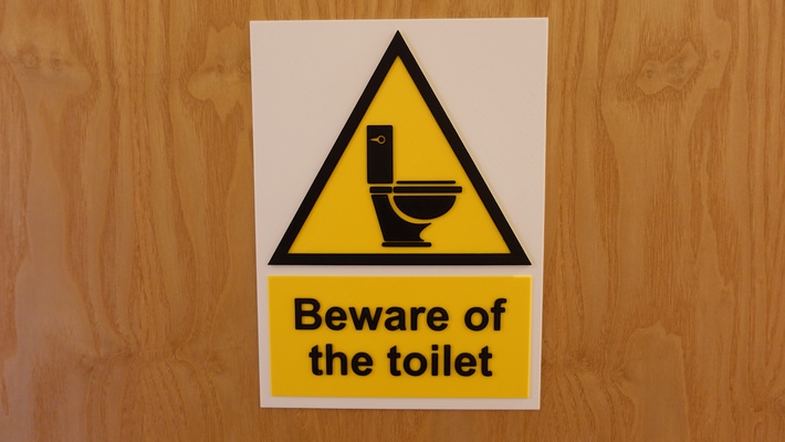 beware of toilet sign by neil3dprints funny silly doorsign bewareofthetoilet 3d print model - Mito3D