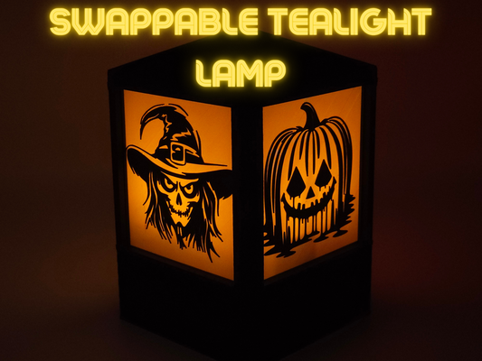 tealight morph-o'-lantern swappable panels by kardesdesign halloween 2023 contest pumpkin scary witch creepy horror haunted ghost 3d print model - Mito3D