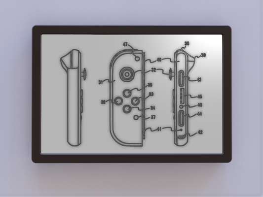 switch joy-con patent art by ken mills nintendo joycon wallart nintendoswitchcase 3d print model - Mito3D