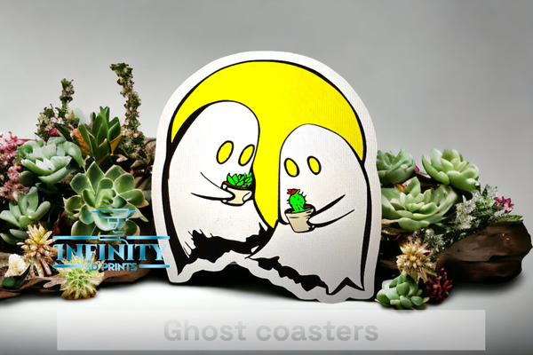 ghosts holding plants coasters by infinity 3d prints 3d print model - Mito3D