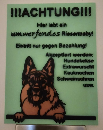warnschild cane tedesco by michaelbkokal avvertimento 3d print model - Mito3D