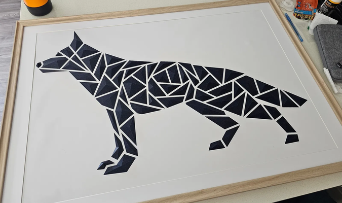 geometrik köpek duvar sanat almanca çoban stil by dgemily dekorasyon düşük poli üçgen hayvan dekor geometri heykel duvara monte kurt ev 2dart dekoru sanatı polianimal alman kurdu 2dartwork 3d print model - Mito3D