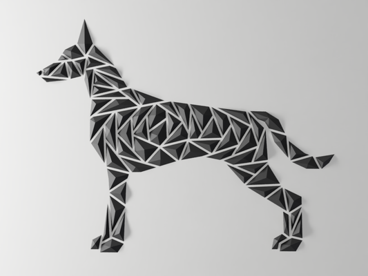 geométrico perro pared arte malinois estilo by dgemily decoración lowpoly triángulo animal geometría escultura montaje hogar casa montado 2dart mural diseño belga 3d print model - Mito3D