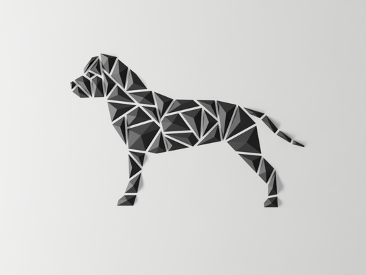 geometric dog wall art - staffy-amstaff style by dgemily decoration lowpoly triangle animal polygon decor geometry sculpture wallmount home wallmounted 2dart wallart staffy 2dartwork amstaff 3d print model - Mito3D