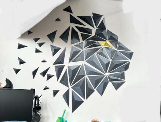 geometrik aslan duvar sanat a by dgemily dekorasyon düşük poli üçgen hayvan dekor geometri heykel duvara monte 2dart 2dartwork sanatı polianimal 3d print model - Mito3D