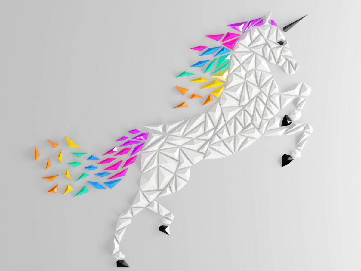 geometrico unicorno parete arte principessa remixato by dgemily decorazione lowpoly triangolo arredamento geometria scultura wall mount casa montaggio 2dart 2dartwork home decor licorne 3D print model - Mito3D