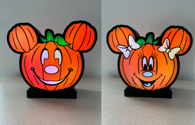 mickey minnie citrouille lumière by stevedesigns souris mouse boîte led disney monde disneyland multi couleur impression 3d print model - Mito3D