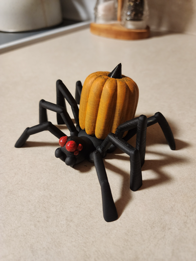 spider pumpkin v2 by digitallyforgeddesigns halloween spooky scary 3d print model - Mito3D