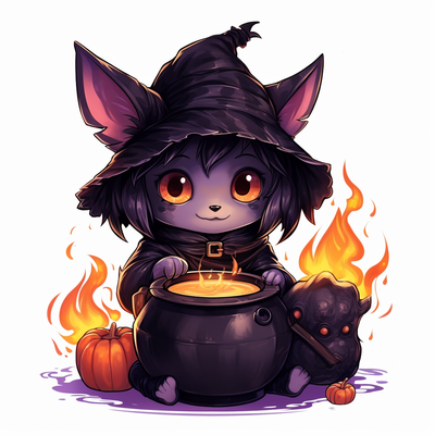 hueforge animal witch cauldron 1ams by nils n3dp art ams halloween 3d print model - Mito3D