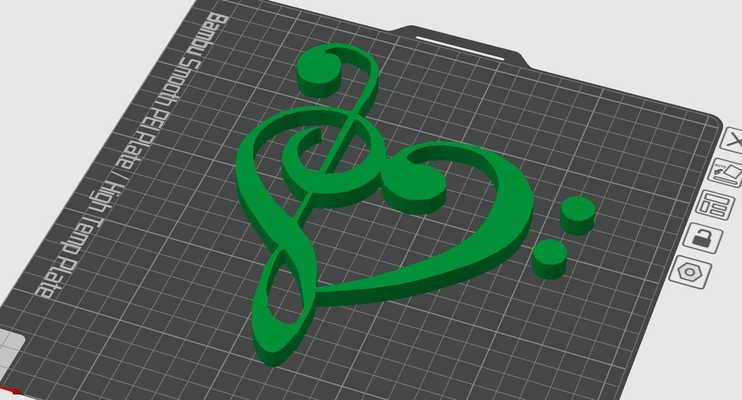 müzik kalp by jeffrudzinski prestige tiz nota anahtarı bas 3d print model - Mito3D