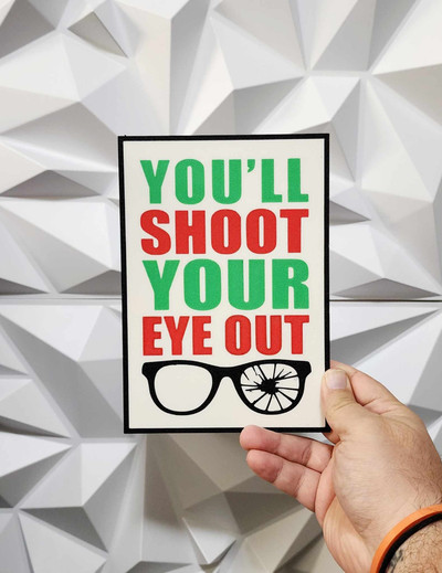 shoot eye out wall art by williams industries a christmas story 2d 3d youll deco decor decoration decorations ho santa merry movie gun 3d print model - Mito3D