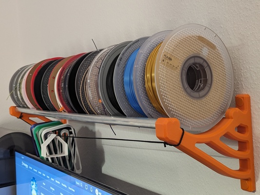 filament shelf by derhein wallmount storage rack dowel filamentshelf 3d print model - Mito3D