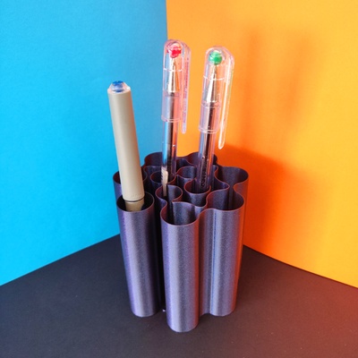 connected cylinders pen cup by drodfro holder pencil penholder bic pencup 3d print model - Mito3D