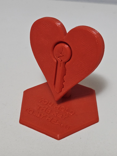 corazón llave by tiro suerte día san valentín mensaje amor regalo 3d print model - Mito3D