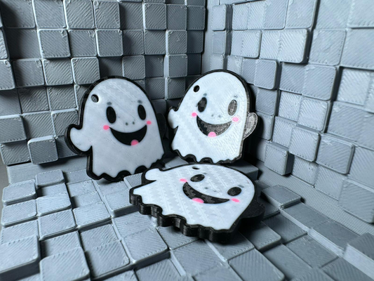 happy ghost keychain by marc tew halloween 2023 key chain art 2d 3d print model - Mito3D