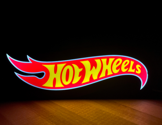 hot wheels logo light box by three dimensions hotwheels cars lightbox led diffuser 3d print model - Mito3D