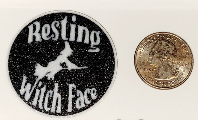 halloween lapel pin size resting witch face ams remixed by grainne ni mhaille-ladybawlsart button hat 3d print model - Mito3D