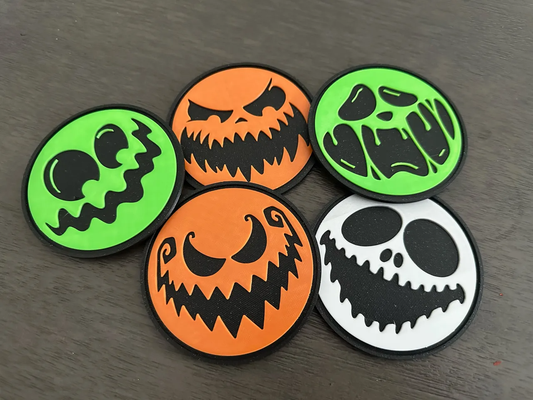 halloween coasters scary pumpkin faces shared by printtx 3d print model - Mito3D
