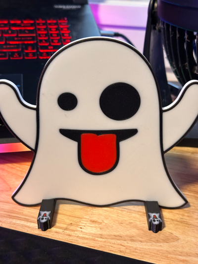 emoji ghost holder by infinity 3d prints halloween scary hashtag tounge boo 3d print model - Mito3D