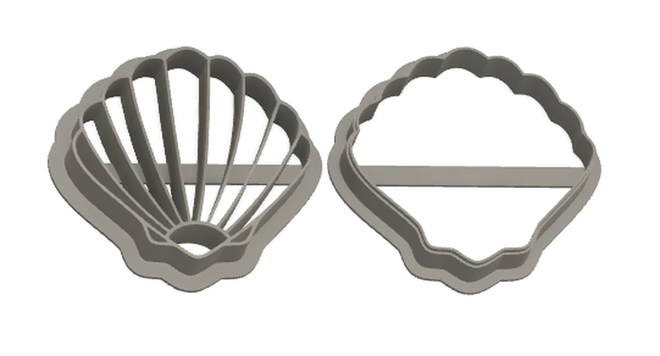 seashell cookie cutter & stamp by dayneorders 3d print model - Mito3D