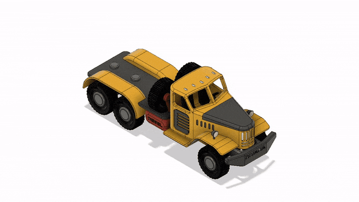 yellow zil truck chassis by black jack automotive heavy platform 3d print model - Mito3D