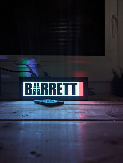 barrett armas fogo logotipo luz caixa by papai emérito iv arma luminária base multi cor 2 pratos 3d print model - Mito3D
