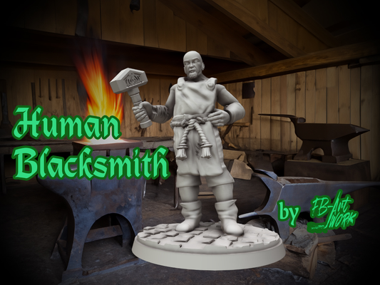 dnd miniature human blacksmith by fb-artwork dndmini dndminiature dndprop npc 3d print model - Mito3D