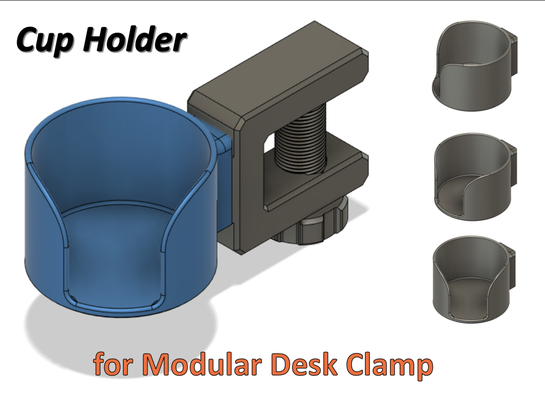 cup holder modular desk clamp remixed by derhein parametric cupholder 3d print model - Mito3D