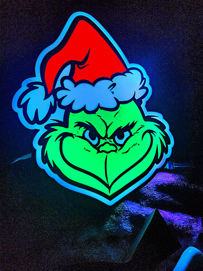 grinch luz caixa conduziu luminária base by cenário it grinchmas feriados natal 3d print model - Mito3D