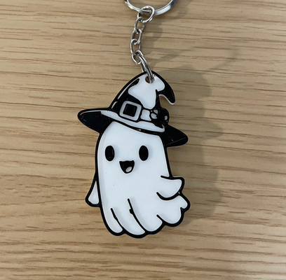 halloween ghost keychain by mailiou cute 2023 pumpkin bat bowl candle accessory door key keychain3 3d print model - Mito3D