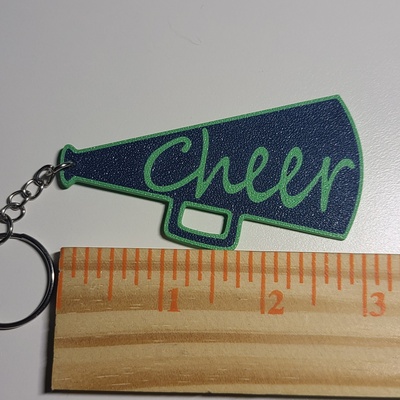 cheer keychain by abc3dprints megaphone cheerleader 3d print model - Mito3D