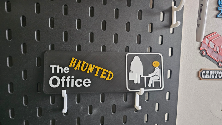 ufficio infestato by rumore halloween spaventoso michael scott michaelscott us zucca cartello studia 3d print model - Mito3D