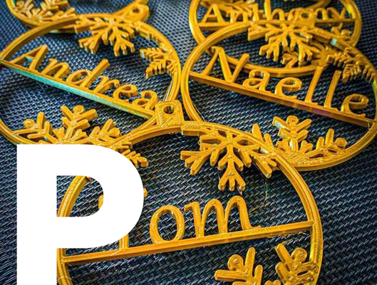 letter p - christmas ornament mega pack by zahir3d fete noel prenom decoration sapin decor 3d print model - Mito3D