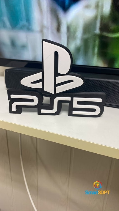ps5 logo by smart3d gabriel gomes playstation gaming gamer sign 3d print model - Mito3D