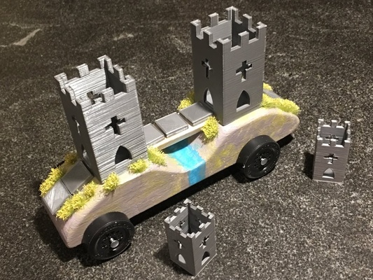 castle tower by real3dprints boyscouts car castletower cubscouts guardtower knight medieval pinewood pinewoodderby pinewoodderbycar wallmount 3d print model - Mito3D