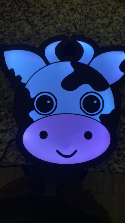 cute cow led lamp by svest1466 kids adorable light box 3d print model - Mito3D