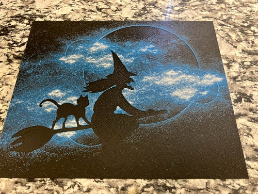 witch silhouette hueforge print by houston713texan halloween 3d print model - Mito3D