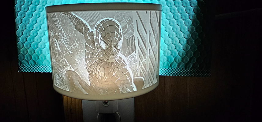 örümcek adam taş ocağı gece ışık by jeffreyfellner litofanlar lito 3d print model - Mito3D