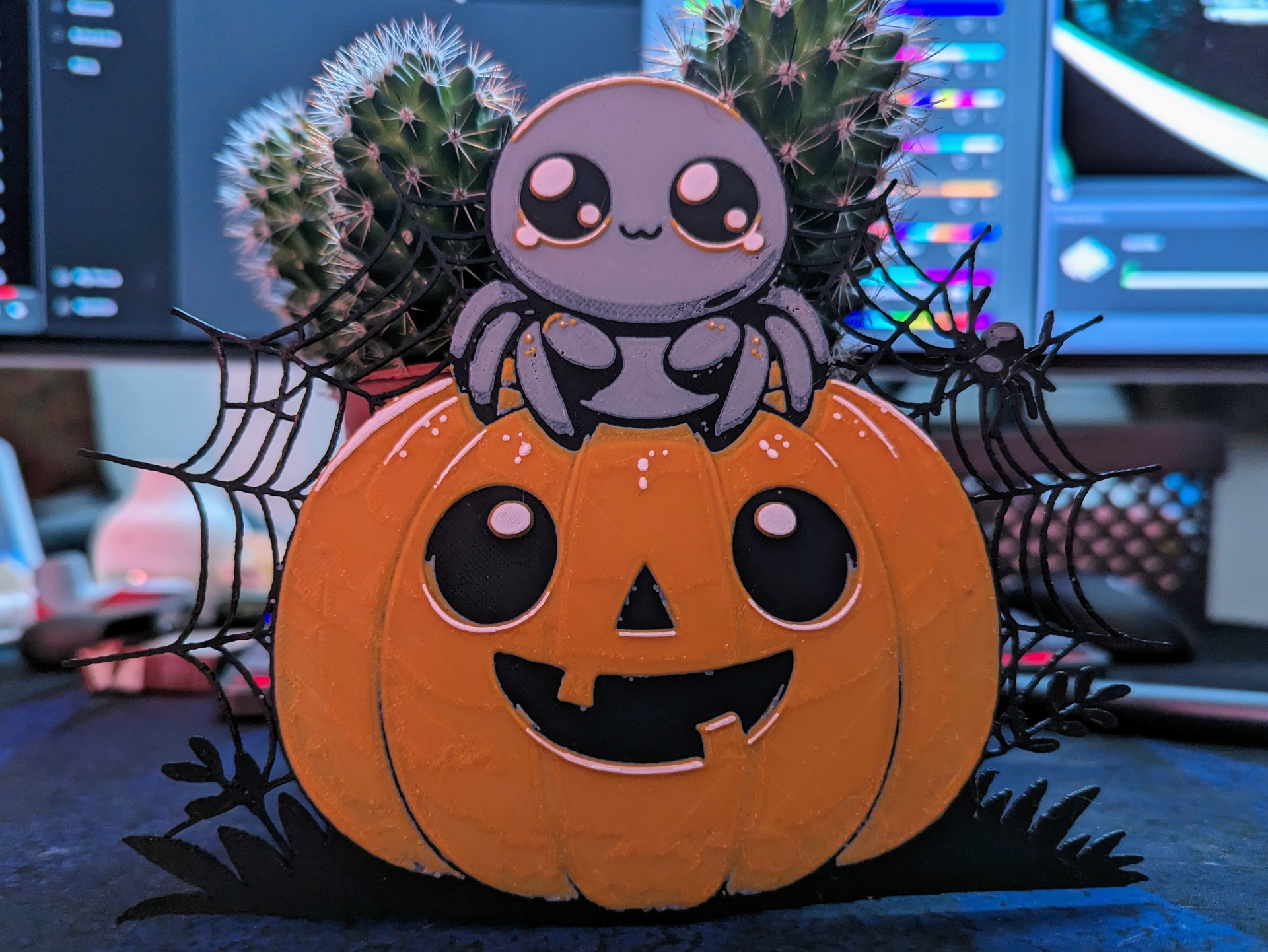 kürbis niedlich spinne filament malerei hutschmiede by thema at printhood cz halloween 2023 halloweenart ams abonnieren mmu farbe dekoration urlaub kawaii tauschen 3D print model - Mito3D