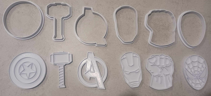 avengers cookie cutters by bean eating cookies cutter cookiecutter stamp hulk thor spiderman 3d print model - Mito3D