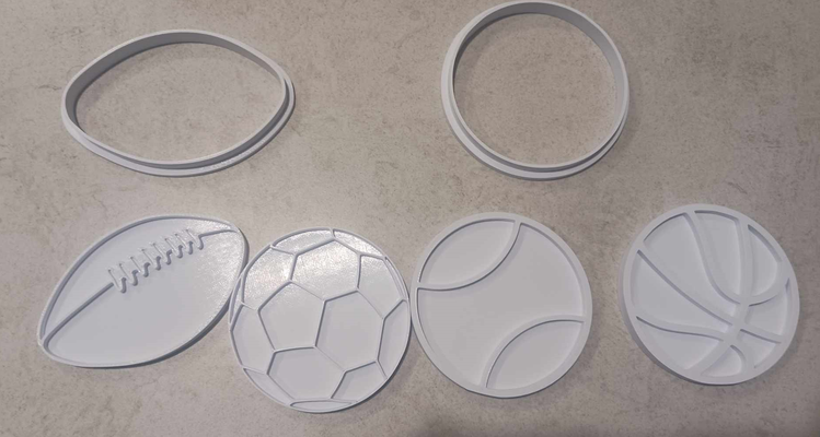 bola biscoito cortadores selos by feijão comendo biscoitos bolas futebol tênis cortador carimbo pais 3d print model - Mito3D