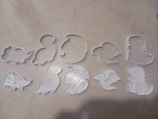 dinosaur cookie cutters stamps by bean eating cookies cutter stamp dinosaure dinosaurio dinosaurs dinosaurcookie 3d print model - Mito3D