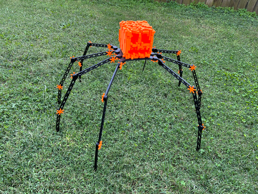 minecraft pumpkin jack-o-lantern giant mechanical spider by designer3859 halloween 2023 jackolantern jack-o'-lantern decoration bambu glow decorations 3d print model - Mito3D