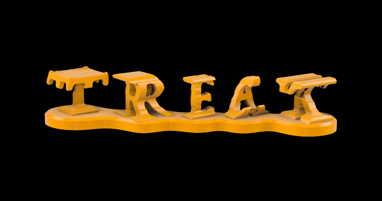 3d trick or treat in scary font by legunga holloween art 3d print model - Mito3D