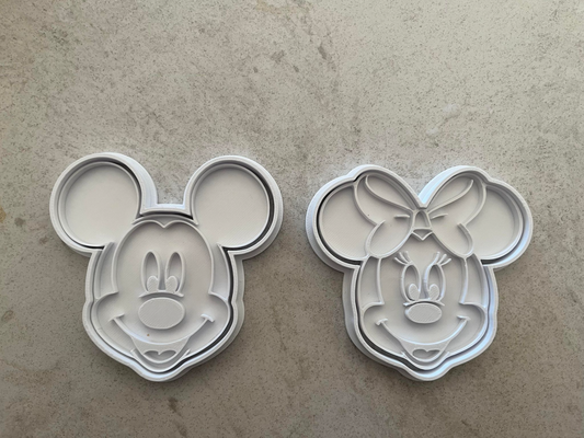 mickey minnie mouse cookie cutters stamps by bean eating cookies cutter stamp cookiecad 3d print model - Mito3D